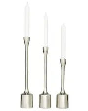 CosmoLiving by Cosmopolitan Set Of 3 Silver Aluminum Tapered Candle Holder