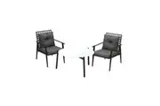 Livsip Outdoor 3pc Lounge Sets 70CM White Marble Table Rattan Chairs
