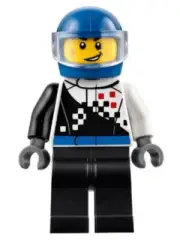 LEGO® Minifig cty0712 - Buggy Driver, Checkered Race Torso, Blue Helmet