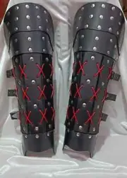 medieval leather Samurai Greaves - Leather armor for LARP and Cosplay