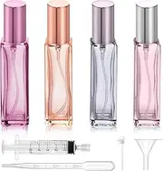 Jesustree Perfume Atomiser, Refillable, 20 ml, Pack of 4 Travel Glass Perfume Bottles with Fine Mist, Portable Mini Spray Bottle, Empty Perfume Filler for Men and Women on the Go