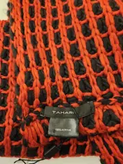 Tahari Scarf Women's Infinity Loop Red Black Woven Cable Knit Neck Warmer NEW