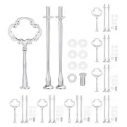 8 Set Cake Tray Stand Handle Plate Hardware, 3-Tiers Mini Sunflower Silver