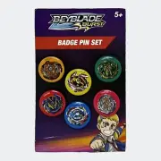 Beyblade Burst 6x Badge Pin Set - Adkkem, Bensons Trading - New & Unused