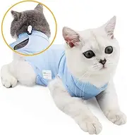 oUUoNNo Cat Wound Surgery Recovery Suit for Abdominal Wounds or Skin Diseases, After Surgery Wear, Pajama Suit, E-Collar Alternative for Cats (M, Blue)