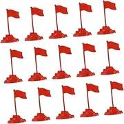 BAZEITFLOW 60pcs Red Flag Model Diorama Mini Plastic Flags Toy Table Scene on Sticks for Educational Display