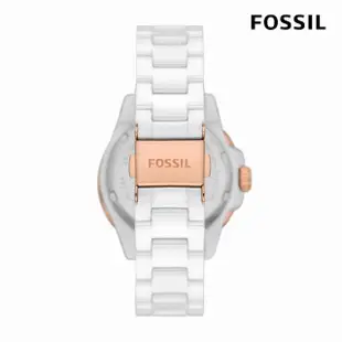 【FOSSIL 官方旗艦館】FB-01 漸變彩虹環刻七彩指針女錶 白色陶瓷錶帶手錶 37MM CE1129(母親節)