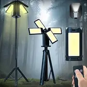 Portable Telescopic Camping Light with Stand Rechargeable Work Light 14000mAh Dimmable 4 Led Heads 6000LM IPX5 Waterproof Flashlights for Outdoor Work, Power Outages, Fishing, Camping & Emergencies