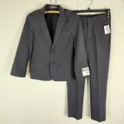 New Van Heusen Boys Pant Suit 2-pc. Set Jacket & Pant Size 8 Black Pinstripe NWT