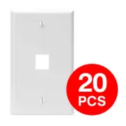 Keystone Jack Wall Plate 1 Hole Port Faceplate Network CAT5e CAT6 White 20 Pack