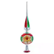 Silver, Green, Red & Gold Finial Tree Topper