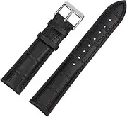 [g24] 19mm Genuine Leather Watch Band Strap Fits BULOVA 96C121 Black Silver Buckle