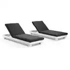 NEW Santorini Outdoor Aluminium Sun Lounge Set In White - Outdoor Sun Lounges