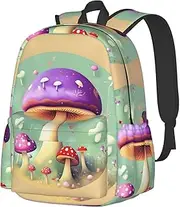 [vacsAX] Purple Dream Mushroom School Backpack Rucksack Large Capacity Back Pack with Front Pocket Lightweight School Bags