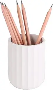 YOSCO Silicone Pencil Holder Round Pen Cup for Office Desktop Stationery Organizer Makeup Brush Holder (White)