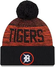New Era Detroit Tigers Authentic Collection Cuff Knit Pom Beanie Hat Black, Black, One Size