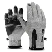 Unisex Outdoor Waterproof Gloves Winter Touch Screen Thermal Full Finger Inner Plush Skiing Gloves gray_XXL