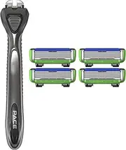 Dorco Pace 6 - Six Blade Razor System with Trimmer (1 Handle 4 + Cartridges)