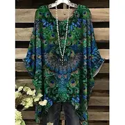 Women's Boho Shirt Graphic Abstract Elegant Bohemia Active Short Sleeve Batwing Sleeve Crew Neck Regular Tops Daily Holiday Beach Wear Light Brown Blue Purple