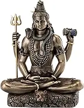 Top Collection 8.5 inch Shiva in Padmasana Lotus Pose Hindu Statue in Cold Cast Bronze
