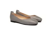 TARRAMARRA Women Leather Square Toe Ballet Flats Linda Grey