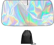 Car Windshield Sun Shade with Storage Pouch. Foldable Reflective Sun Visor Front Windshield Block UV Rays,Protection for Car Interior,Suitable for Most Cars (Medium)