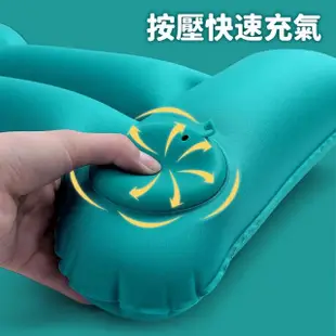 升級版按壓充氣U型頸枕 附收納袋(旅行頸枕/自動充氣枕/飛機枕/U型枕)