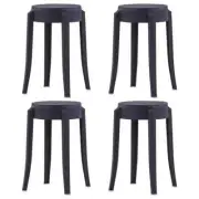 NNEVL Stackable Stools 4 pcs Black Plastic
