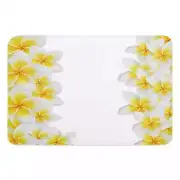 Entrance Door White Mat Living Room Kitchen Rug Plumeria Flower White Floor Mat