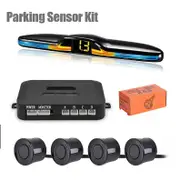 LED Parking Sensor System Backlight Parktronic Monitor Display Kit Backup Detector Assistant 4 Probes Black Sensors