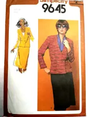 Slim Skirt Blazer Jacket 12 Simplicity 9645 Sewing Pattern VTG 80s Suit Career