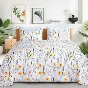 ROMROL Quilt Set Queen Size Floral Quilt Bedding Set 3 Pieces Quilted Bedspread Lightweight Coverlet Set Garden Patchwork Style Soft Reversible Quilted Sets with 2 Pillow Shams for All Season（90*96”）