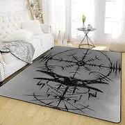 Viking Norse Mythology Odin's Symbol Area Rug, Soft, Durable Flannel Floor Throw Mat for Outdoor and Indoor - Living Room, Kitchen & Bathroom Decor Carpet(Color:Helm of Awe,Size:150 x 240CM)
