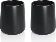 Matte Black Toothbrush Holders, 2 Pcs Ceramic Tooth Brushing Holder, Toothbrush and Toothpaste Holders for Bathrooms Decor, Dressing Table Makeup Brush Cup (Black)