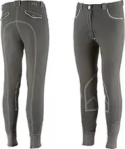 [Equi-Theme/Equit'm] Men's 979441142 Verona Breeches, Grey/White Contrasts and Piping, One Size