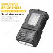 Multifunctional Camping Torch USB Rechargeable COB LED Mini Keychain Flashlight