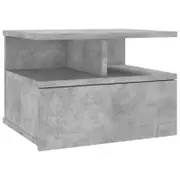 vidaXL Floating Nightstand Concrete Grey Engineered Wood Side Table Cabinet