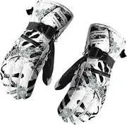 [Generic] Ski Mit W Warm Fluffy Thicken G-Loves Cold-Proof Windproof Mitten Cycle Riding Mi ing Screen Cotton Mittens Grey & White Female