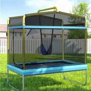 Everfit 6FT Trampoline for Kids w/ Enclosure Safety Net Swing Rectangle Yellow