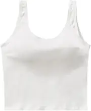 [Hamthuit] Women Tank-Top with Chest Pad Backless Breathable Stretchable Crop-Top Camisoles Tube Vest Sleeveless Casual Vest
