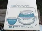 VTG Pyrex SNOWFLAKE BLUE GARLAND Mixing Bowls 401-404 SET OF 4 NEW SEALED BOX