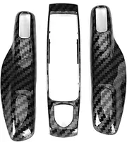 Remote Key Cover, Lightweight Portable 3pcs/Set Carbon Fiber Style Car Key Trim Cover Fit for Porsche Cayman/Macan/Boxster