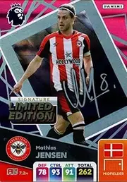 Panini Premier League 2024 2025 Mathias Jensen Signature Limited Edition Trading Card