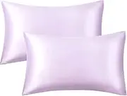 Luxury Silky Satin Pillowcase for Hair and Skin, 2-Pack - Standard Size Pillow Cases - Satin Silky Pillow Covers (2-Pack Standard, Lavendar)