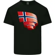 Curled Norway Flag Norwegian Day Football Kids T-Shirt Childrens