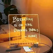 Creative Magic Board, 11.8 * 7.9 Light Up Acrylic Dry Erase Board with Stand and 7 Colors Pen, DIY Led Note Board for Office School Home (S)