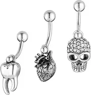 [HZMAN] Belly Button Rings for Women 14G Surgical Steel Belly Rings Retro Gothic Belly Rings Navel Piercing Jewelry