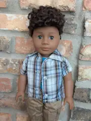 Silas Custom Boy American Girl Doll OOAK Dark Brown Hair Hazel Eyes Addy Mold
