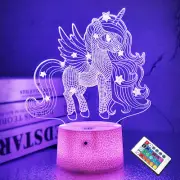 Unicorn Gift, Unicorn beside Lamp 3D Optical Illusion Night Light,16 Colors Cha