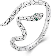 [DOYIS] 925 Sterling Silver Women Ring,Green Zircon Snake Ring,Adjustable Thumb Ring,Women Girls Jewelry Gift